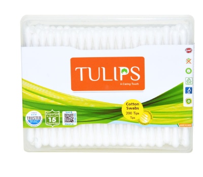 Tulip Cotton Buds 200 Tips/100 Stems in a Flat Box