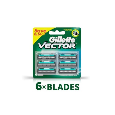 Gillette Vector Plus - Manual Shaving Razor Blades 6 Cartridge