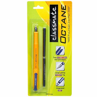 Classmate Octane Fountain Blue Ink Pen With 2 Ink Cartridges