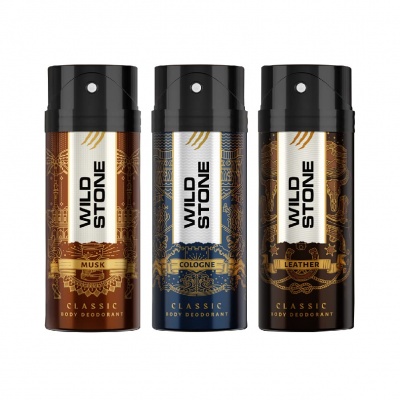 Wild Stone Classic Cologne, Leather and Musk Deodorant Combo for Men, Pack of 3 (225ml each)