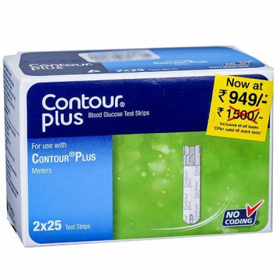 Contour Plus Blood Glucose Test Strips Pack of 2 x 25