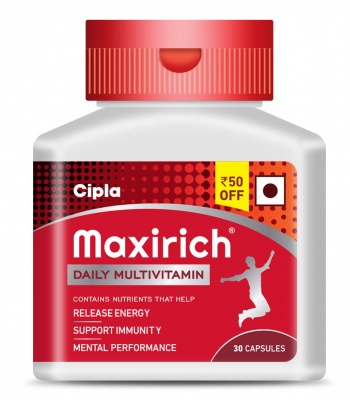 Maxirich Daily Multivitamin For Men & Women With Essential Nutrients, Vitamins, Minerals, Anti-oxidants For Building Immunity & Energy - 30 Capsules/Bottle 
