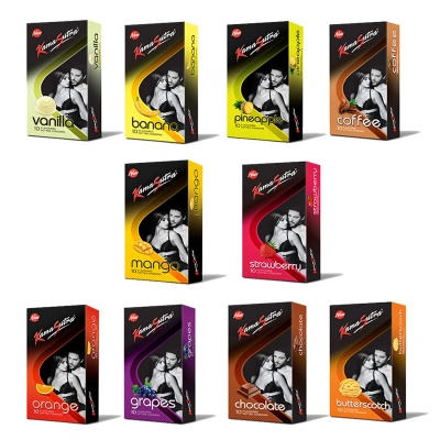 KamaSutra Flavours Dotted Condoms - Pack of 10, 100 No's