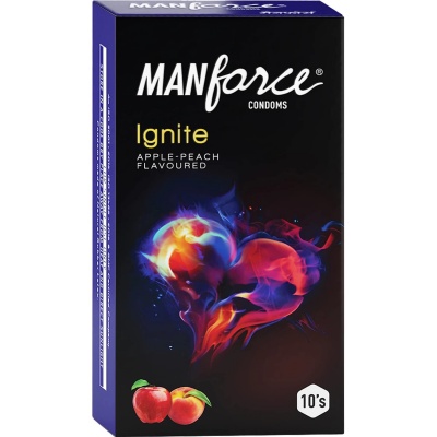 Manforce Ignite Apple-peach Flavoured Extra Dotted Box Of 10 Condoms