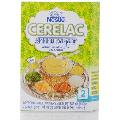 Nestle Cerelac Shishu Aahaar Wheat Rice Moong Dal Veg Khichdi( Stage 2), 300 G Carton