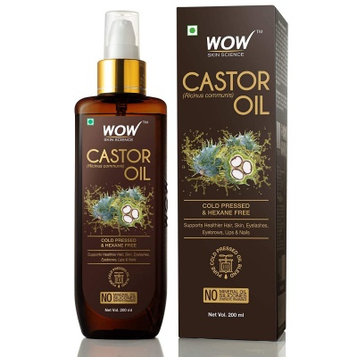 WOW Skin Science 100% Pure Castor Oil - Cold Pressed - For Stronger Hair, Skin & Nails - No Mineral Oil & Silicones, 200 ml