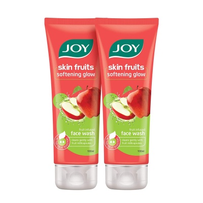 Joy Skin Fruits Softening Glow Face Wash | With Apple extracts & Active Fruit Boosters | Nourishes and Moisturises deeply | Apple Face Wash For Normal to Dry Skin | Pack of 2 X 100 ml