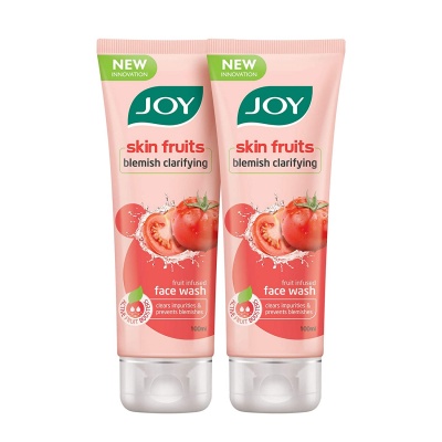 Joy Skin Fruits | Blemish Clarifying Fruits Infused Face Wash | With real Tomato extracts | Fights Dark spots, Oil control, Blackheads, Pore Cleansing, Sun tan | Tomato Face Wash | For Normal to dry skin | Pack of 2 X 100ml