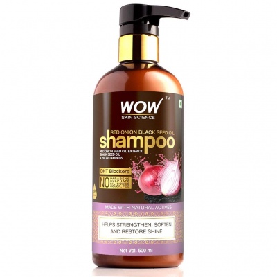WOW Skin Science Red Onion Black Seed Oil Shampoo with Red Onion Seed Oil Extract, Black Seed Oil & Pro-Vitamin B5 - No Parabens, Sulphates, Silicones, Color & PEG - 500mL