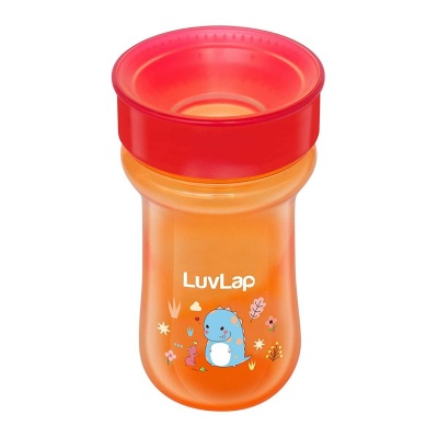 LuvLap Dino Dome 360 Degree Sippy Cup, 300ml, Orange