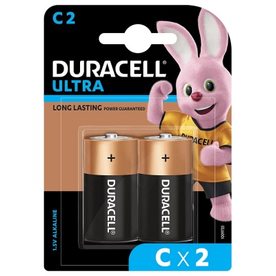 Duracell Ultra Alkaline C2 Battery, 2 pcs