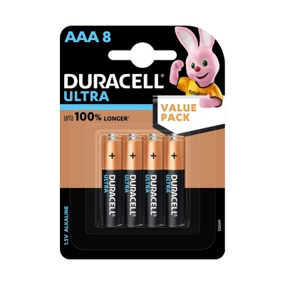 Duracell Ultra Alkaline AAA Battery, 8 Pcs