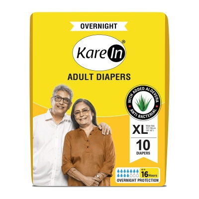 Kare In Overnight Adult Diapers, Extra Large, Waist Size 127-165 Cm (50