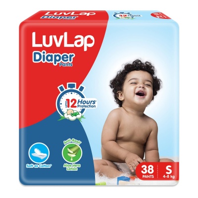 LuvLap Baby Diaper Pants S Size (Small) , with Aloe Vera Lotion for rash protection, (Pack of 38) with upto 12Hr protection For babies of 4 to 8Kg