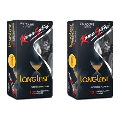 KamaSutra Longlast - Climax Delay - Extended Pleasure Condoms 12's - Pack of 2