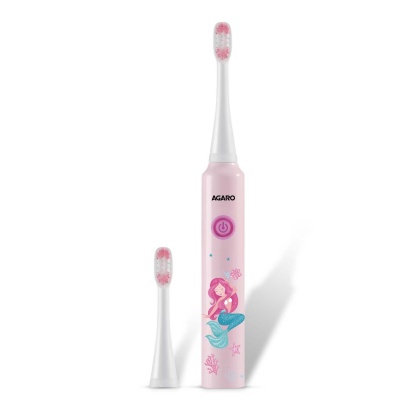 AGARO Rex Dlx Sonic AA Battery Electric Toothbrush For Kids With 6 Brushing Modes, 2 Interchangeable Brush Heads, Soft Nylon Bristles, Power Toothbrush, AA Battery, Pink