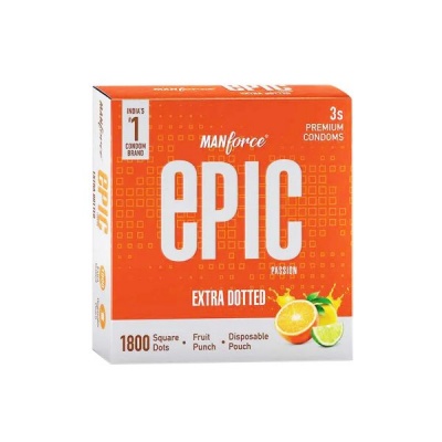 Manforce Epic Condoms Extra Dotted Fruit Punch- (3 Condoms in 1 Pack) 