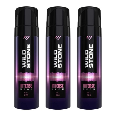 Wild Stone Intense Neon No Gas Body Deodorants for Men, Long lasting Deo Combo Pack of 3 (120ml each)