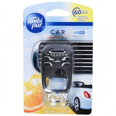 Ambipur Car Vent Perfume Sweet Citrus And Zest Car Air Freshener Refill With Starter 7.5 ml